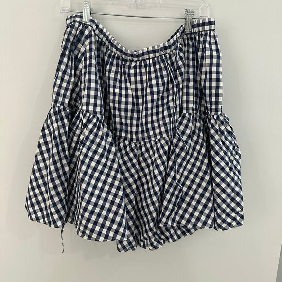 J.Crew Tiered Mini Skirt | Navy Gingham | Lightweight Summer Style XL NWT - Picture 2 of 10